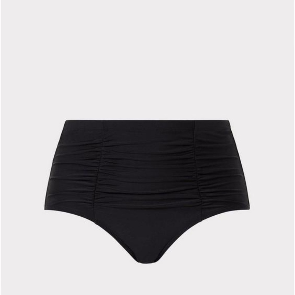 Torrid Black High Rise Ruched Swim Bottom